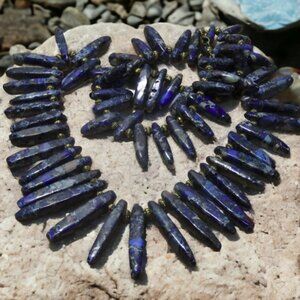 NEW Handmade Blue Jasper Gemstone Spike Statement Necklace.
